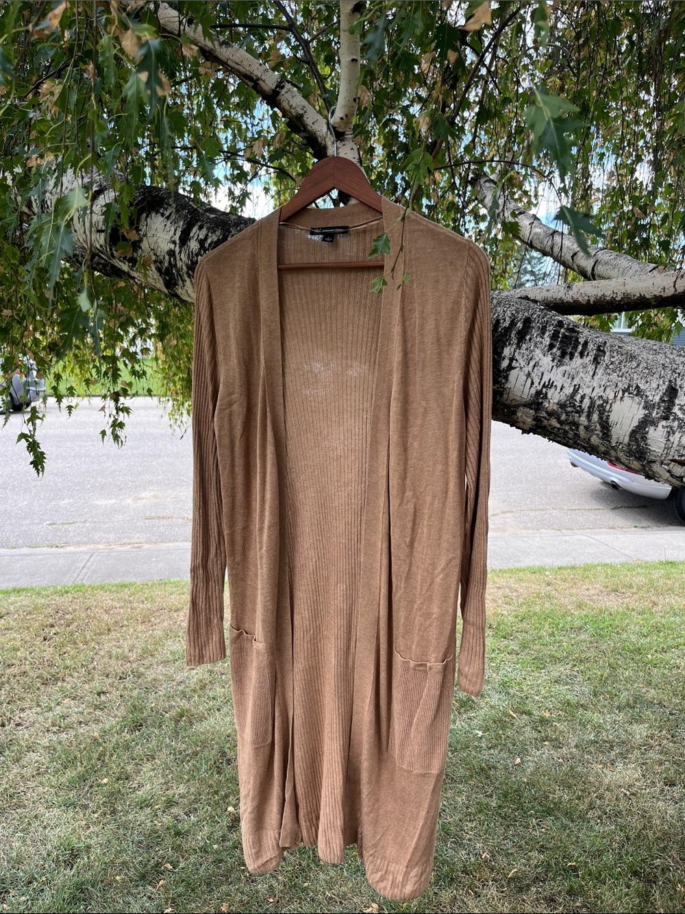 INC Long Open-Front Women’s Cardigan Duster in Brown